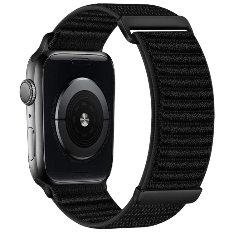 Black nylon hook-and-loop watch band with two-section mountain pattern