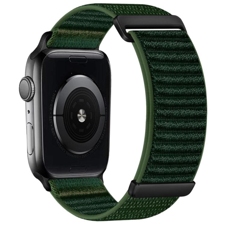 Dark green nylon hook-and-loop watch band with two-section mountain pattern