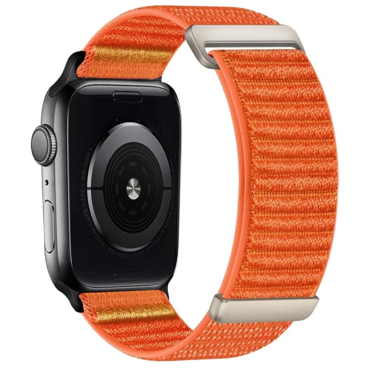 Orange nylon hook-and-loop watch band with two-section mountain pattern