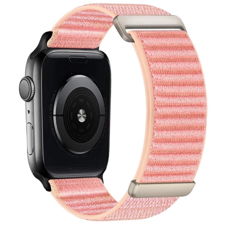 Pink nylon hook-and-loop watch band with two-section mountain pattern