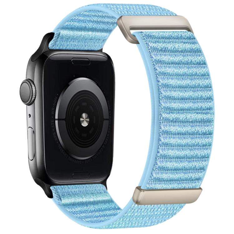 Light blue nylon hook-and-loop watch band with two-section mountain pattern