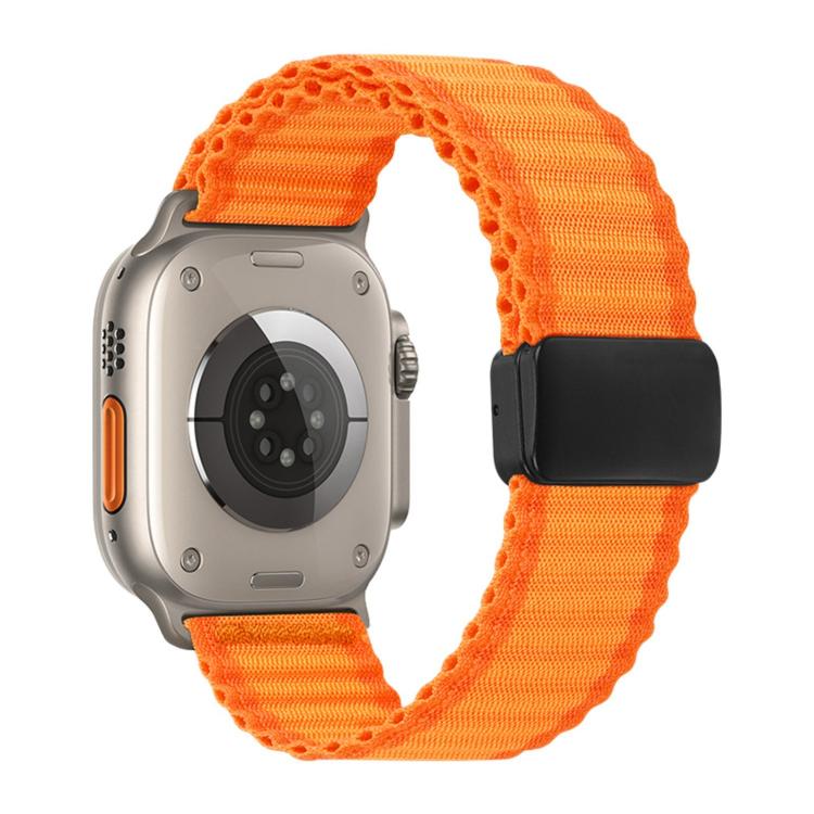 Orange braided nylon loop band with a black magnetic buckle