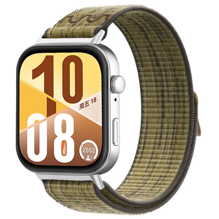 Woven watch band in olive green with dark edging
