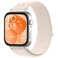 Cream woven hook-and-loop watch band shown on a smartwatch