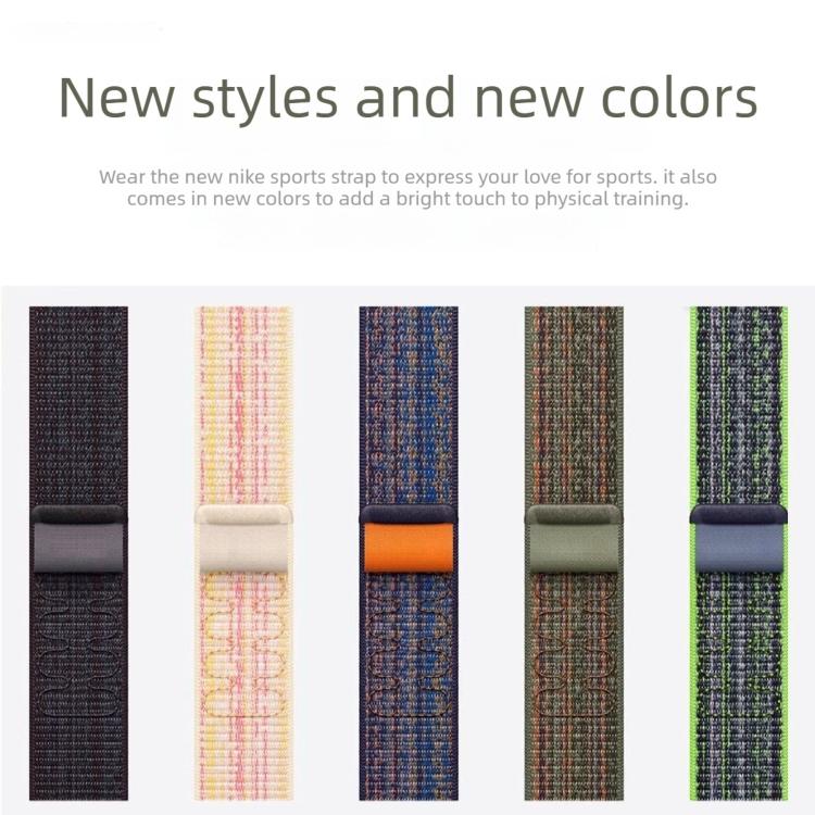 Five woven watch band colorways with hook-and-loop closures