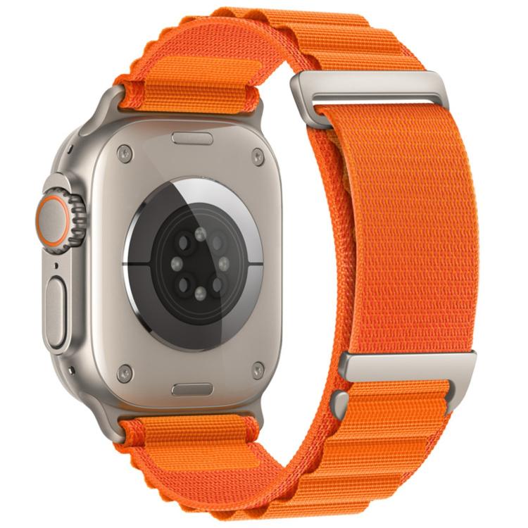 Orange two-section nylon watch band with metal buckle