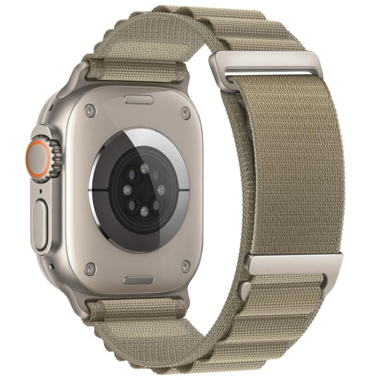 Olive two-section nylon watch band with metal buckle