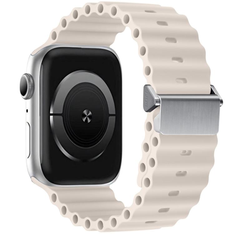 Starlight silicone watch band with perforated links and magnetic metal buckle
