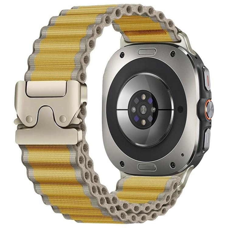 Wheat ribbed nylon watch band with silver buckle