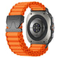 Orange ribbed nylon watch band with black buckle