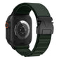 Dark green nylon Apple Watch band with a black buckle