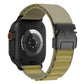 Khaki nylon Apple Watch band with black parachute-style buckle