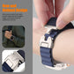 Navy nylon Apple Watch band with adjustable metal parachute-style buckle