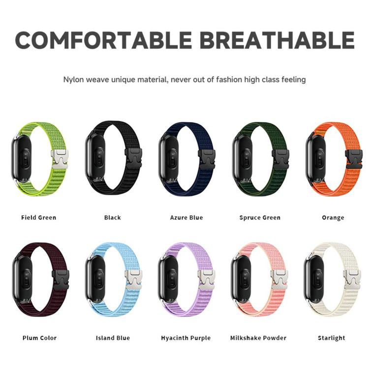 Parachute Buckle Mountain Pattern Woven Nylon Metal Tip Watch Band, For Xiaomi Smart Band 11 / 10 / 9 / 8