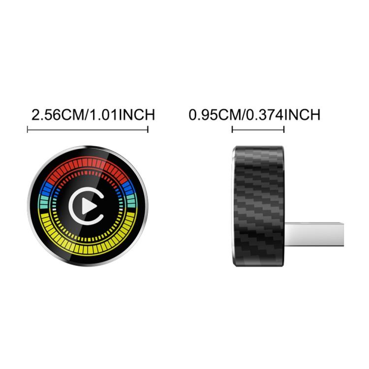 2-in-1 CarPlay/Android Auto wireless converter, front circular display and plug connector