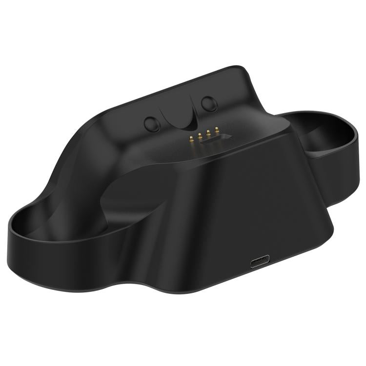 Black charging dock base with dual controller cradle and front LED indicator