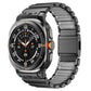 Dark smartwatch with a gray silicone and stainless steel link band and magnetic clasp