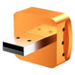 Orange and black USB wireless converter with front plug and side indicator holes