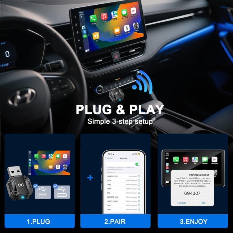M36 CarPlay / Android Auto Wired to Wireless Converter 2 in 1 Ai Box Wireless Car Adapter, M36