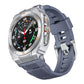 Galaxy Watch Ultra with silver case and blue-gray silicone band