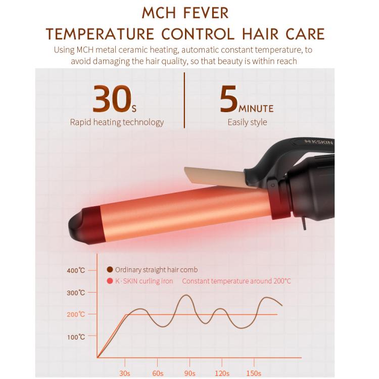 Automatic rotating hair curler with gold heated barrel and black rotating housing