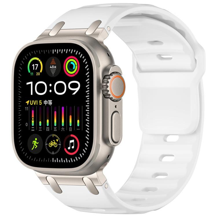 Customised Step-Style Solid Colour Silicone Watch Band, For Apple Watch 49mm / 46mm / 45mm / 44mm