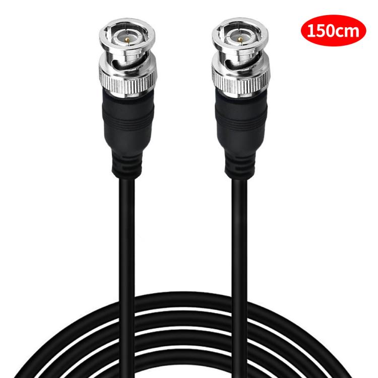 JUNSUNMAY RG59U BNC extension cable with male connectors, black jacket, 150 cm