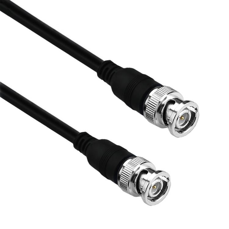 JUNSUNMAY RG59U BNC connectors on black coax extension cable, close-up of metal ends