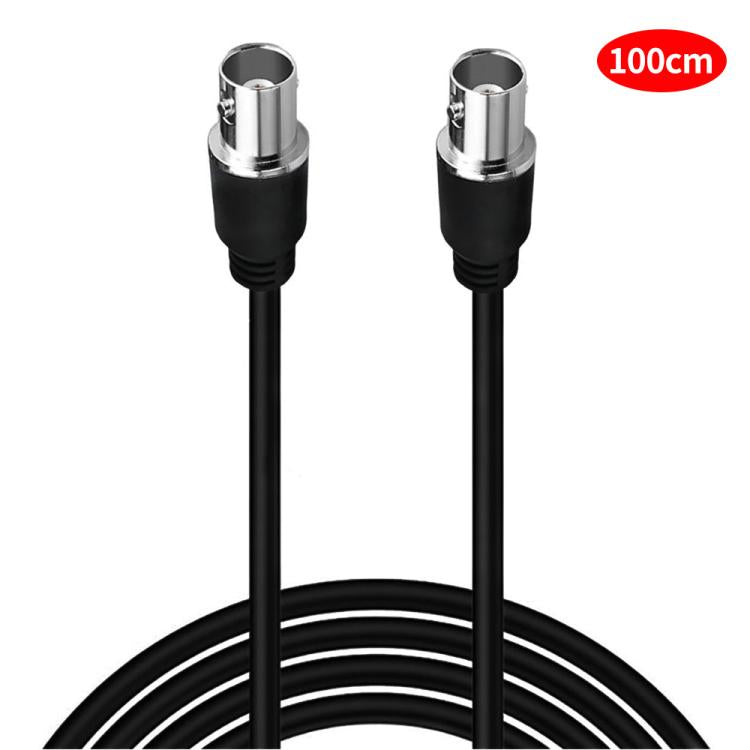 BNC extension cable with two female connectors, black RG59U coax, 100 cm.