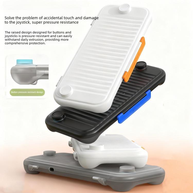 Rugged hard-shell Switch case with ridged anti-slip texture, white and dark layers
