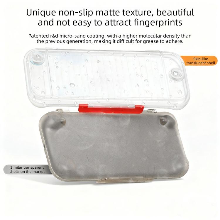Clear translucent hard-shell Switch case with matte non-slip micro-textured surface