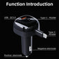 Black compact car charger with retractable plug and two charging ports on top