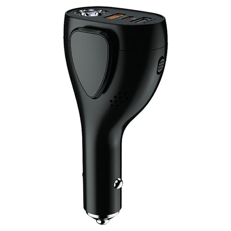 Black multifunction car charger safety hammer with LED flashlight lens on top