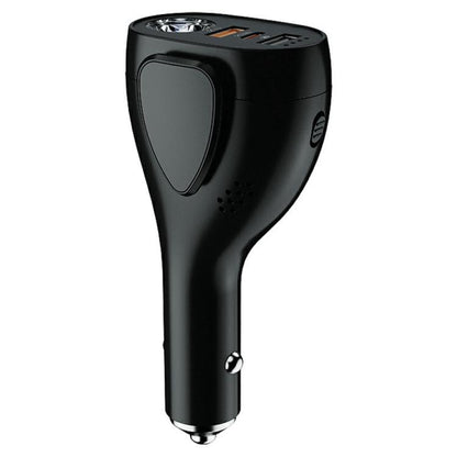 Black multifunction car charger safety hammer with LED flashlight lens on top