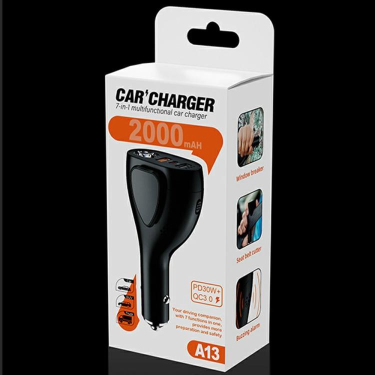 Retail box for A13 7-in-1 multifunction car charger safety hammer