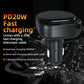 Black dual-port car charger with retractable telescopic cable