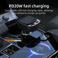 Black car charger with retractable Type-C connector and dual USB-A/USB-C ports