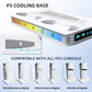 White PS5 cooling fan base with side indicator panel and controller charging bays