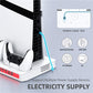 White console cooling fan base with controller stand and side cable routing