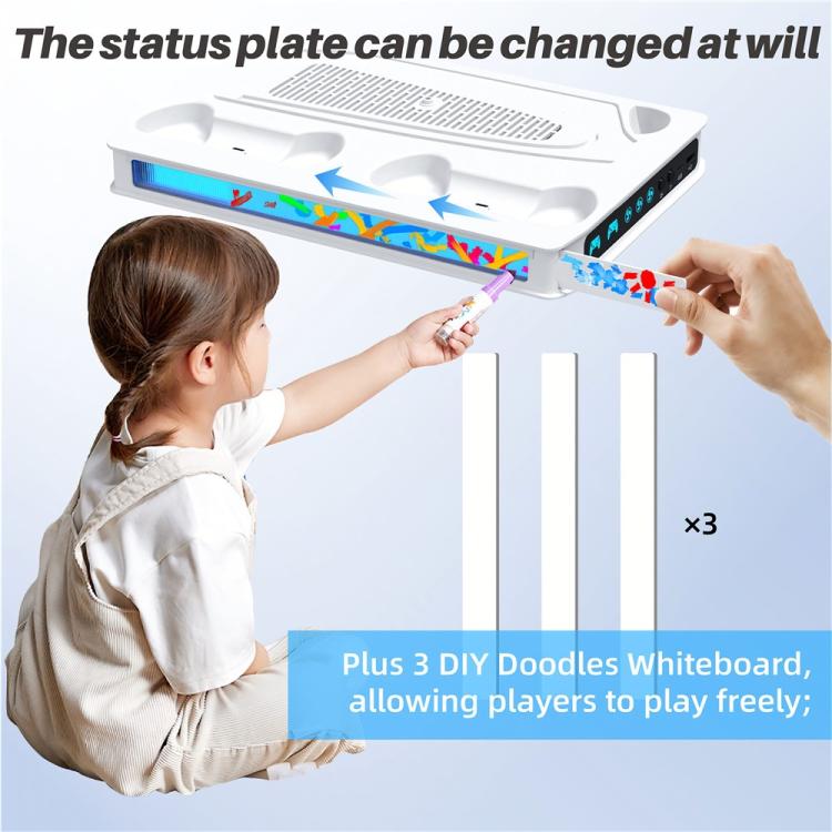 White cooling fan base with adjustable top panel and illuminated control bar