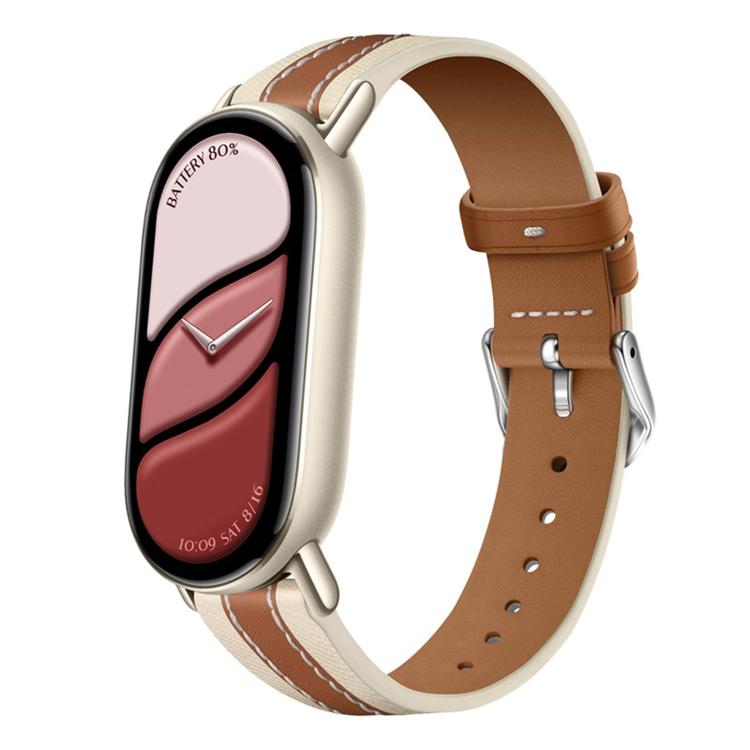 Composite Stitching Genuine Leather Watch Band, For Xiaomi Smart Band 11 / 10 / 9 / 8