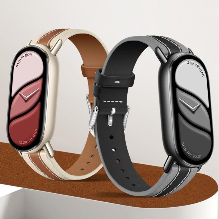 Composite Stitching Genuine Leather Watch Band, For Xiaomi Smart Band 11 / 10 / 9 / 8