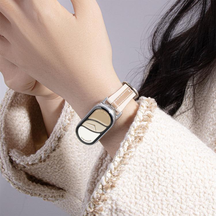 Composite Stitching Genuine Leather Watch Band, For Xiaomi Smart Band 11 / 10 / 9 / 8