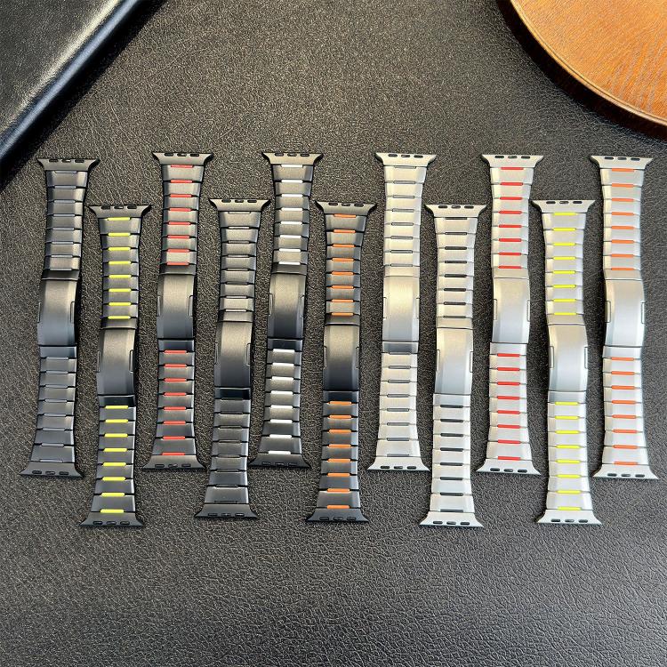 Stainless steel watch bands in assorted colors and accent combinations