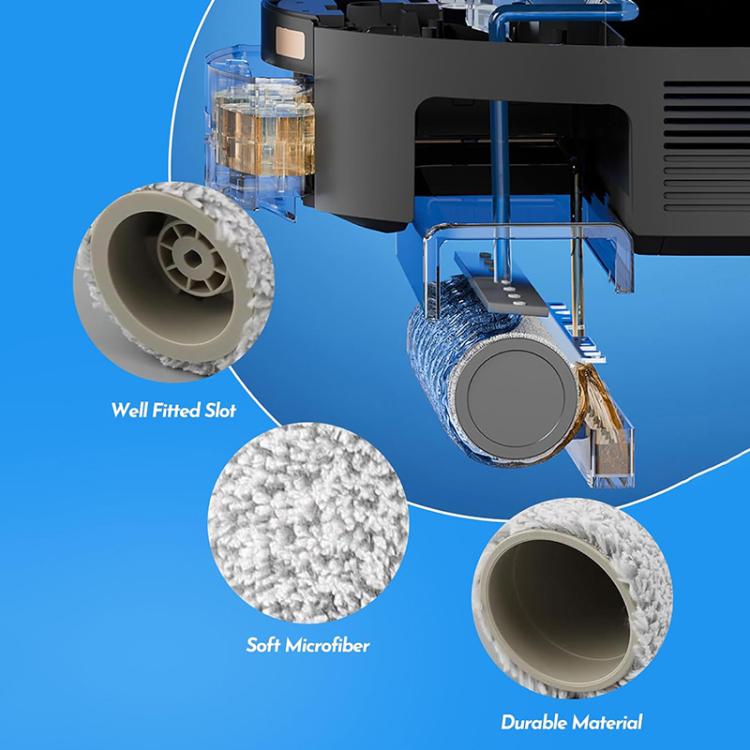 Robot vacuum replacement kit with microfiber rollers and circular filter housings