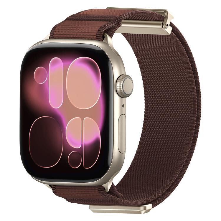 Terracotta woven nylon Apple Watch band with metal connectors