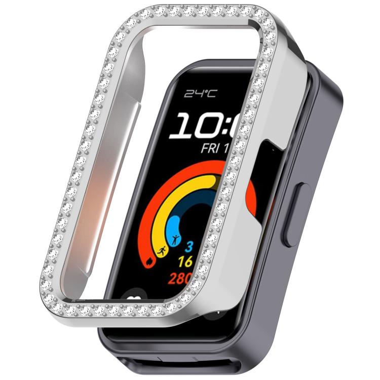 Single Row Diamond Half Coverage Hollow PC Watch Protective Case, For Huawei Band 11