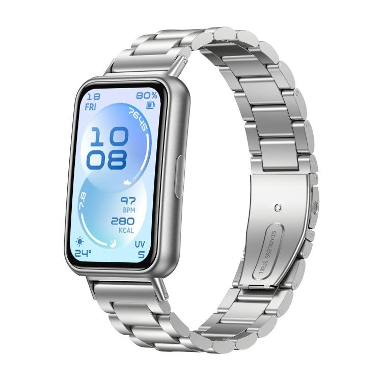 Three Beads Stainless Steel Metal Watch Band, For Huawei Band 11 / Band 11 Pro