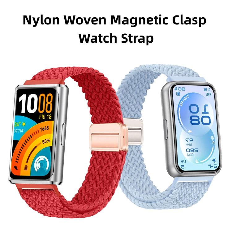 Magnetic Buckle Elastic Nylon Braided Watch Band, For Huawei Band 11 / Band 11 Pro