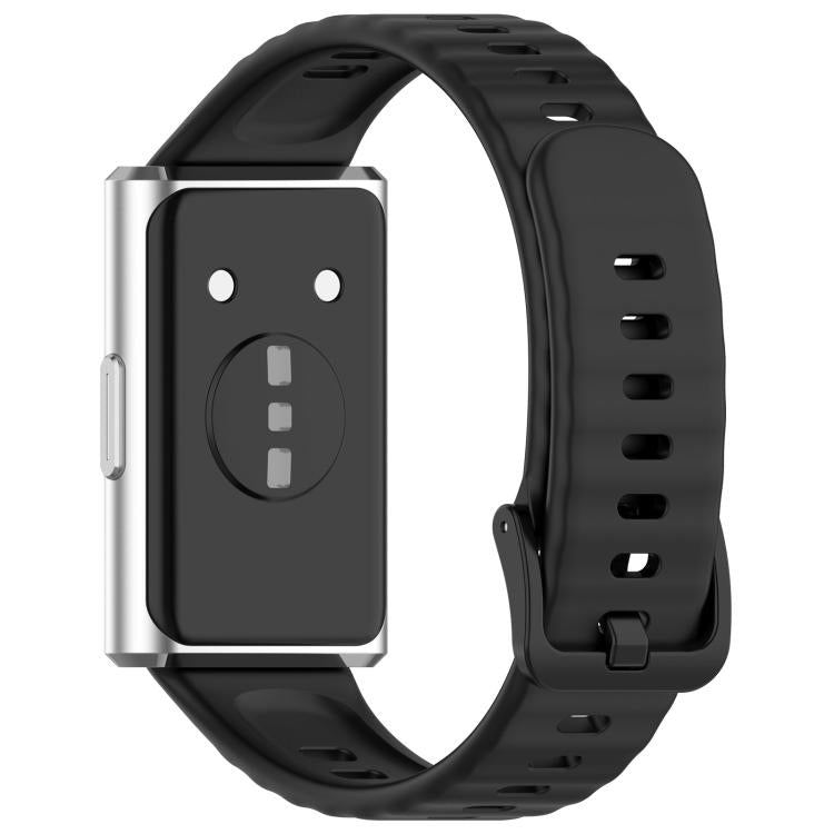 Wave Texture Solid Color Silicone Watch Band, For Huawei Band 11 / Band 11 Pro